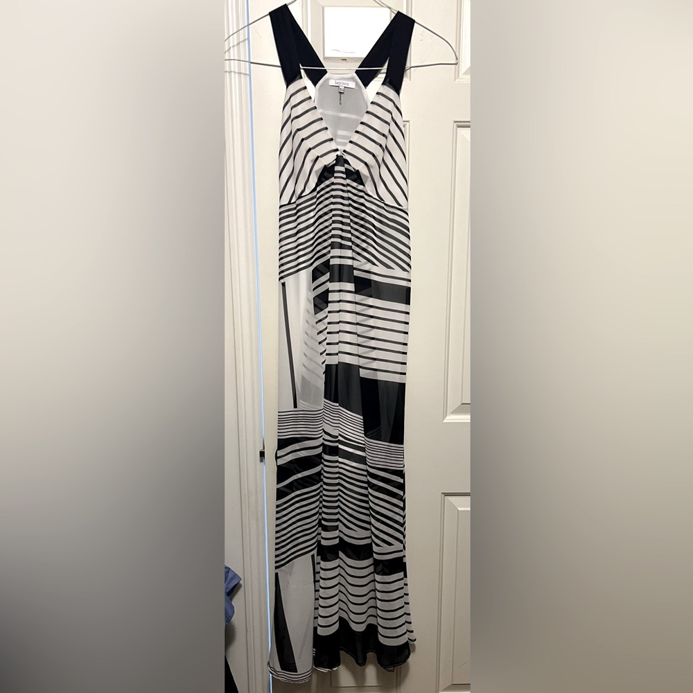 Navy & white maxi dress